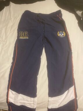 Navy Athletic Track Pants with Orange Trim
